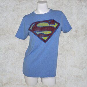 Superman Light Blue Logo Shirt RN#115665 Retro 80s Vintage Style DC Comics
